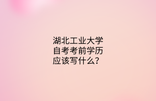 湖北工业大学自考考前学历应该写什么?